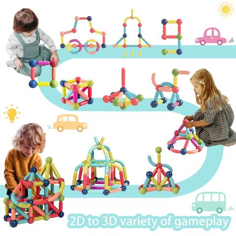 Juego de bloques de construcción magnéticos para niños: Varillas y bolas magnéticas para ensamblaje 3D