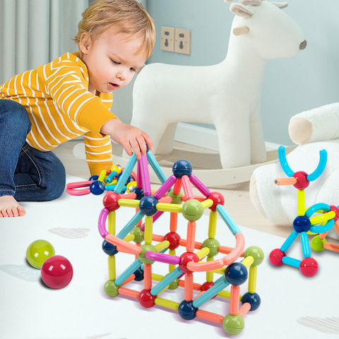 Juego de bloques de construcción magnéticos para niños: Varillas y bolas magnéticas para ensamblaje 3D