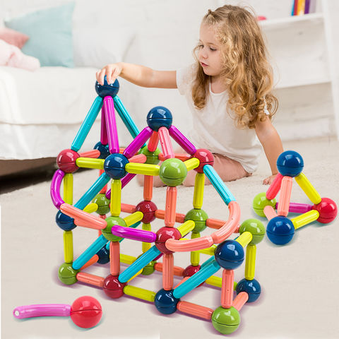 Juego de bloques de construcción magnéticos para niños: Varillas y bolas magnéticas para ensamblaje 3D