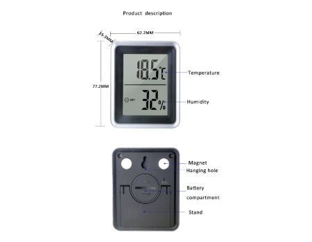 Indoor Digital Temperature Humidity Meter With Stand Magnet