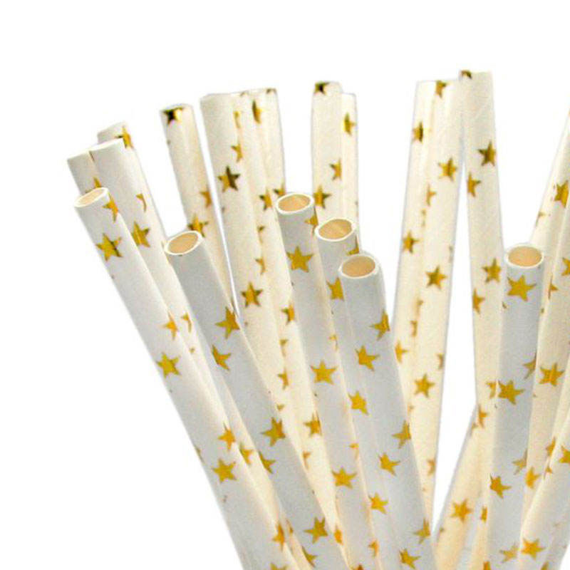 25pcs Disposable Paper Straws With Snowflake Pattern