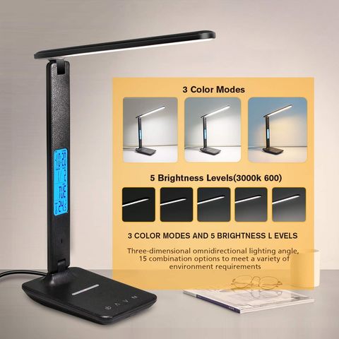 Lampe de bureau pliable 3 modes LED rechargeable USB