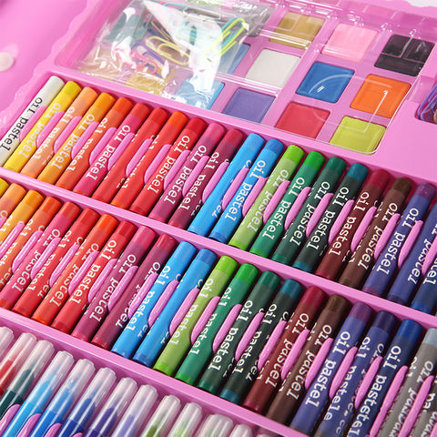 Venta al por mayor, juguetes de dibujo artístico para niños, crayones, kit de bolígrafo de acuarela, 208 uds., conjunto de dibujo artístico con tablero de dibujo