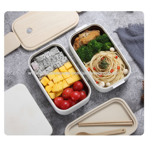 Wood Grain Lunch Box Set Office Worker Student Portable Bento Box