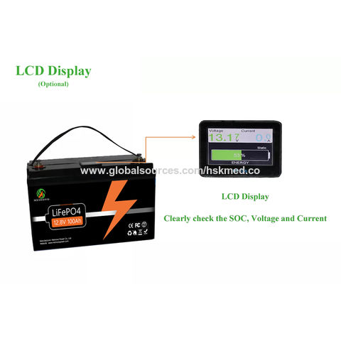 Batterie au lithium Lifepo4 avec écran LCD Batterie de stockage