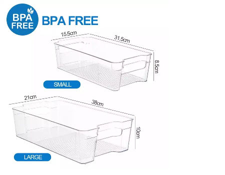 3pcs Plastic Storage Bins Clear Pantry Organizer Box Bin Containers For  Organizing Kitchen Fridge