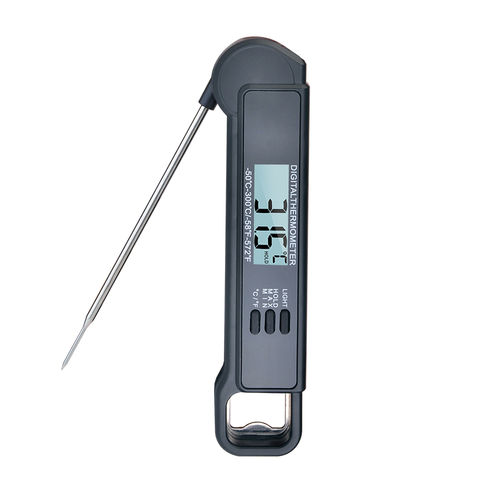 Food Thermometer, Calibration Function Widely Used ABS Shell Meat  Thermometer With Folding Probe For Baking Black 