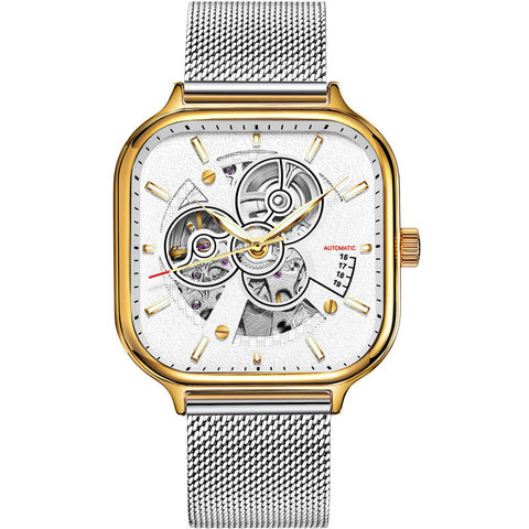 Skeleton discount watch square