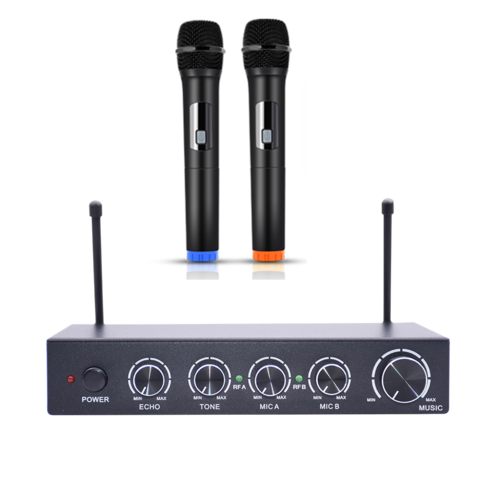  Micrófono inalámbrico con Bluetooth, sistema de micrófono de  metal dinámico de mano dual UHF profesional con receptor recargable, rango  de 160 pies, salida de 1/4 pulgadas, para máquina de karaoke, 