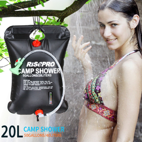 Solar Shower Bag Portable Shower for Camping Heating Camping Shower Bag 5 Gallons/20L Hot Water Bags for Camping Beach Swimming Outdoor Traveling