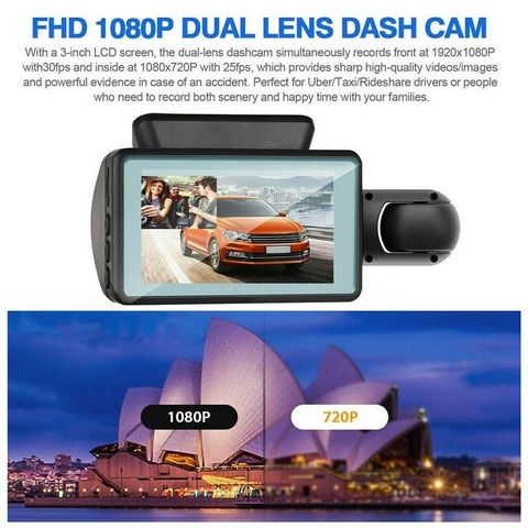 4.0In Dash Cam Car DVR HD 1080P Dual Lens Video Recorder Black Box Driving