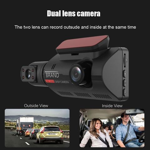 TOGUARD 2 Channel Dash Cam for Car Camera Video Recorder Dashcam Car DVR  Black Box Dual Lens Front Inner Cam 24H Parking Monitor