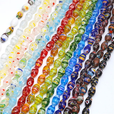 Artsy Crafts 24 Pcs 12mm Lampwork Flower Glass Beads, European Murano Glass  Beads, Handmade Loose Crystal Beads for Jewelry Making Charm Bracelet