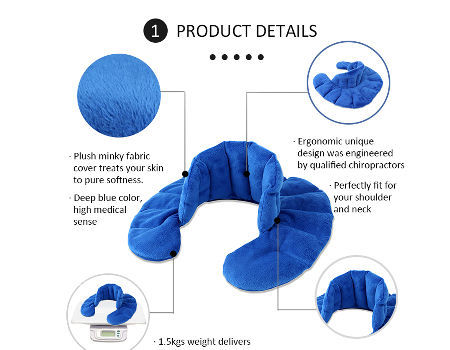 Microwave heat weighted heating pad flax seeds lavender clay beads hot cold therapy neck wrap supplier