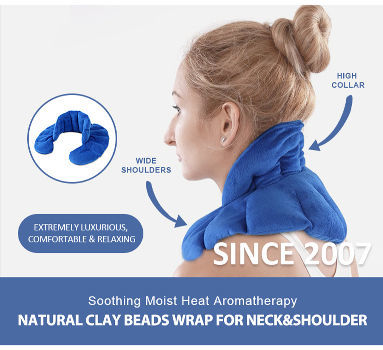 Microwave heat weighted heating pad flax seeds lavender clay beads hot cold therapy neck wrap supplier