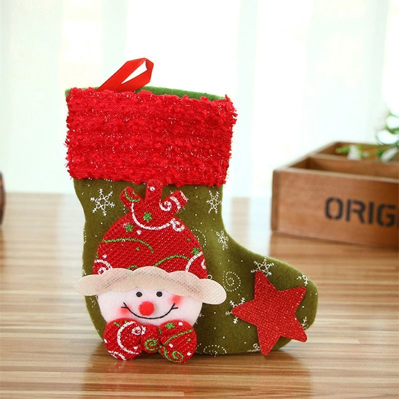 2pcs Nuevos calcetines de Navidad con luces azul Viejo Hombre de nieve  Bolsa de caramelo luminosa Regalo decorativo de Navidad