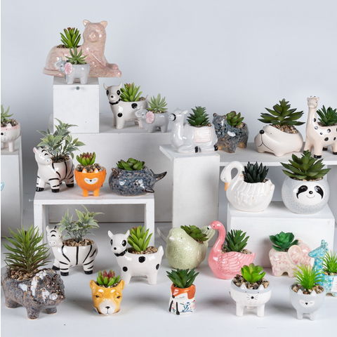 Buy Wholesale China Exquisite Cement Pot With Artificial Plant For