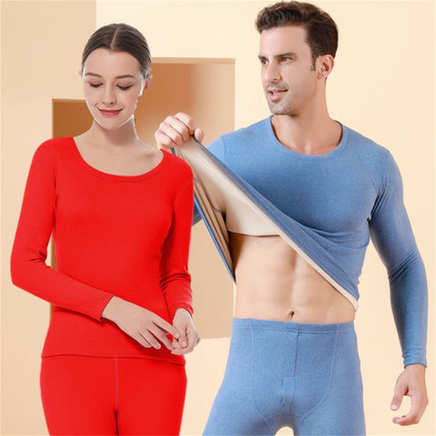 Women Men Thermal Underwear Winter Clothes AB double-sided Fleece