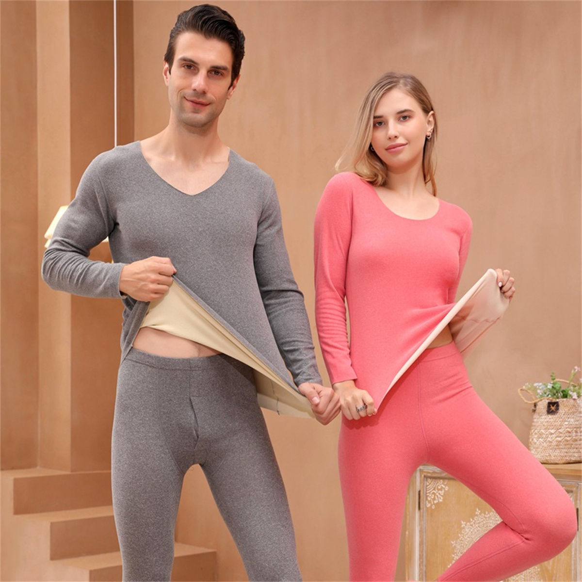Women Men Seamless Elastic Thermal Underwear Inner Wear Winter Warm Clothes