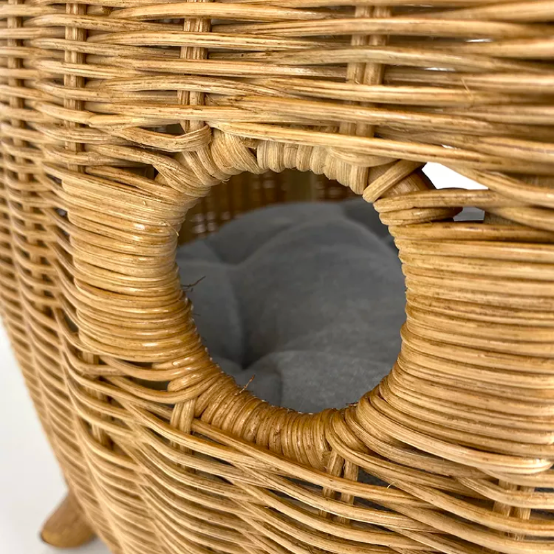 Pet Home Furniture Style One Artificial Wood Wooden Rattan Cat Beds