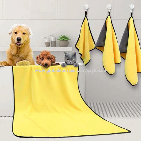 Lot De 2 Serviettes Microfibre Extra-absorbantes Pour Chien/chat - 50x100cm, Motif Pattes