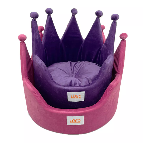 Unique Cuddly Micro Plush Purple Queen King Crown Shape Warm Velvet Dog Bed Expore China Wholesale Warm Velvet Dog Bed and Luxury Dog Blanket Waterproof Dog Bed Plush Dog Bed