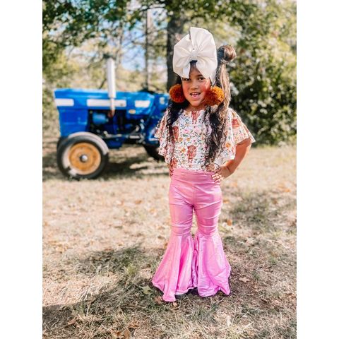 Yiyuan OEMD ODM Western Highland, pantalones de campana para niños, boho de vaca, leggings para niños, aptos para 0-12 años