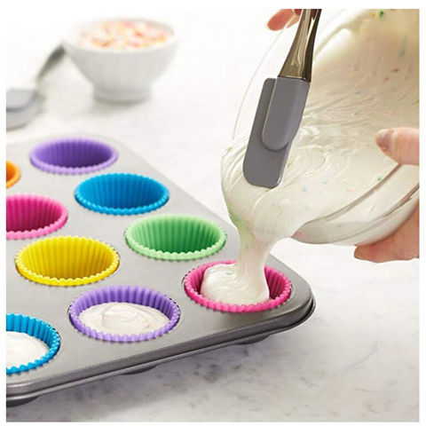 Wiederverwendbare, Antihaftbeschichtete, Bunte Silikon-Backförmchen für Cupcakes und Muffins, Hitzebeständiges Formen-Set