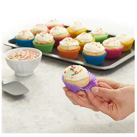 Wiederverwendbare, Antihaftbeschichtete, Bunte Silikon-Backförmchen für Cupcakes und Muffins, Hitzebeständiges Formen-Set