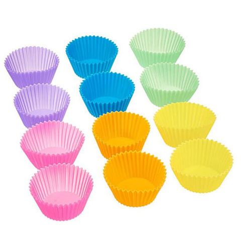 Wiederverwendbare, Antihaftbeschichtete, Bunte Silikon-Backförmchen für Cupcakes und Muffins, Hitzebeständiges Formen-Set