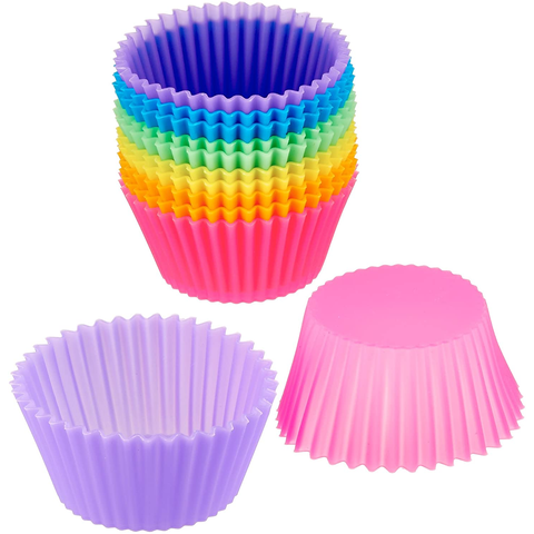 Wiederverwendbare, Antihaftbeschichtete, Bunte Silikon-Backförmchen für Cupcakes und Muffins, Hitzebeständiges Formen-Set