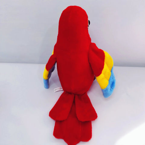 Jouet peluche sonore perroquet pour animaux - Rouge - H 33 cm