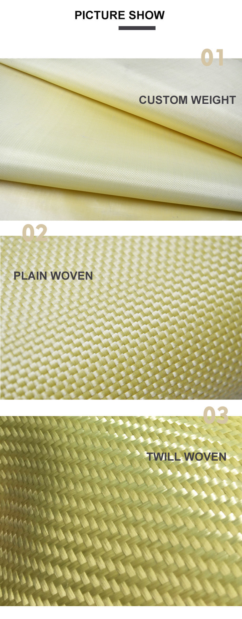 plain weave cut resistant 1000D Kevlar fabric high strength 200g Aramid  cloth price