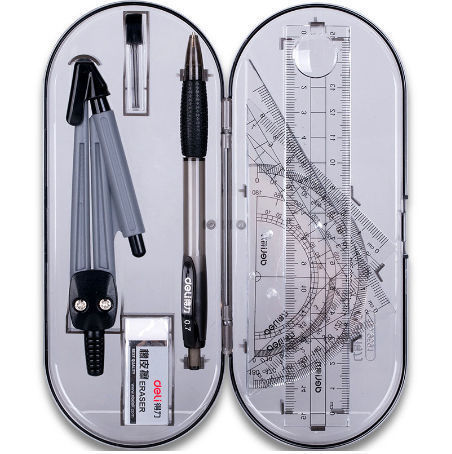 COMPASS BOX 3本セット Math Geometry Box Clear Geometric Compass Set Plastic Math