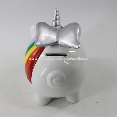 Kids Ceramic Unicorn Piggy Money Coin Saving Box Bank Paint Gift