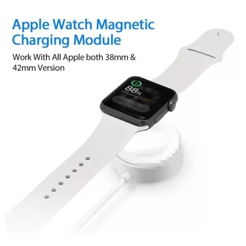 Chargeur sans-fil magnétique Apple Watch Série 1, 2, 3, 4, 5, 6, SE, 7,  Porte-clé Compact - Blanc - Français