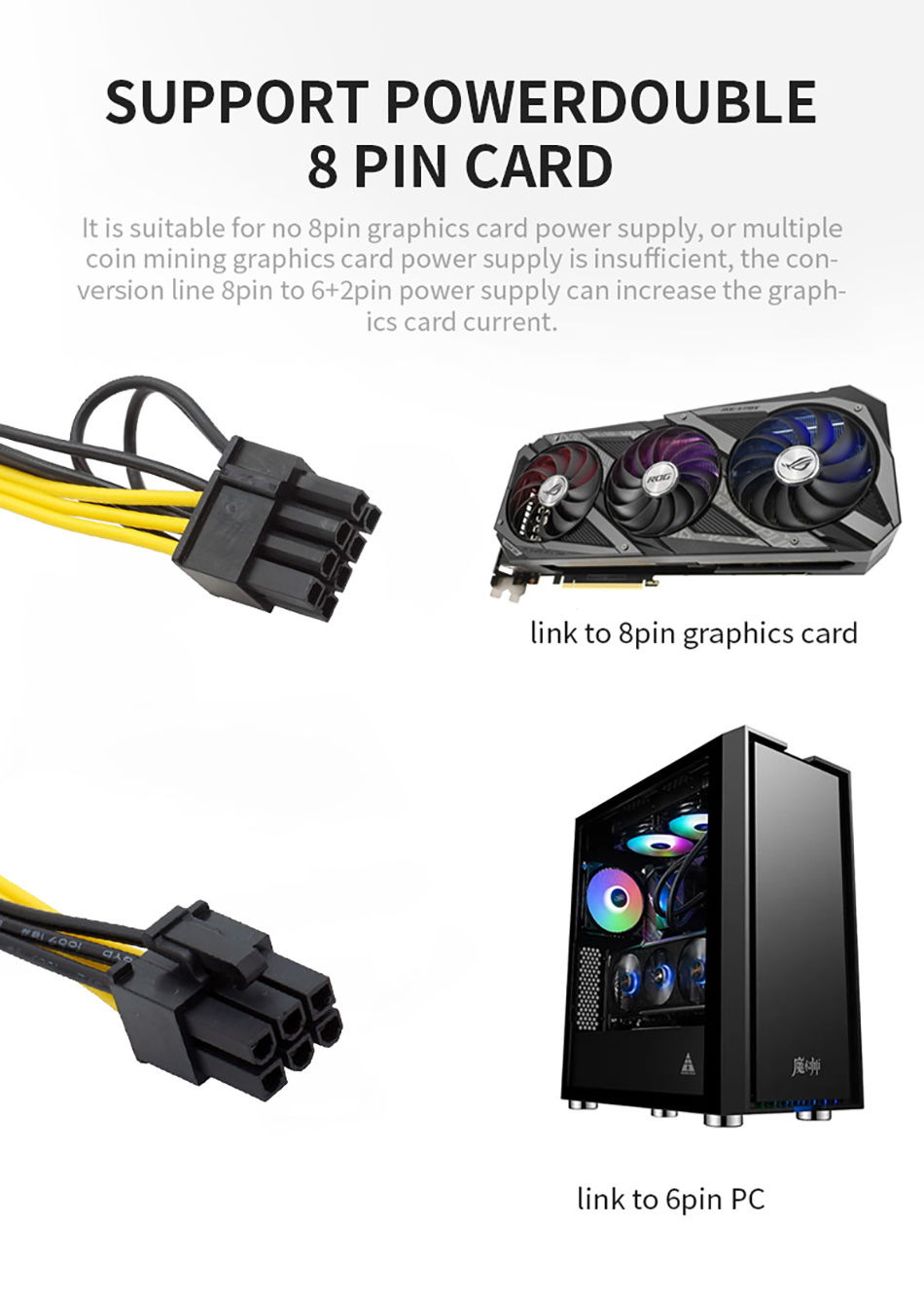 Buy Wholesale China 6p Male To 8pin 6+2p Male Pcie 6pin To 8pin Power