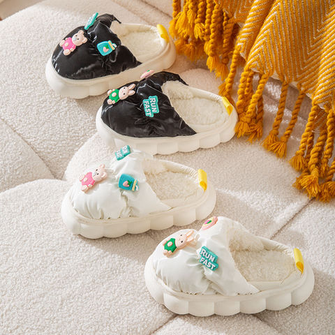 Pantoufles en coton pour enfants, chaussures en fourrure de