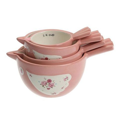 Pink Measuring Cups and Spoons Set - Sturdy 8PC Pink & Gold Measuring Cups  and Spoons Set Stainless Steel with Pink Silicone Handle- Pink Kitchen Decor  - Pink Kitchen Accessories - Cute