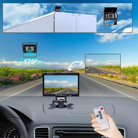 Comprar Cámara de marcha atrás para camión HD 1080P, cámara de visión trasera  inalámbrica WiFi, gran angular de 170 °, visión nocturna, cámara para  autobús y camión, cámara impermeable para coche