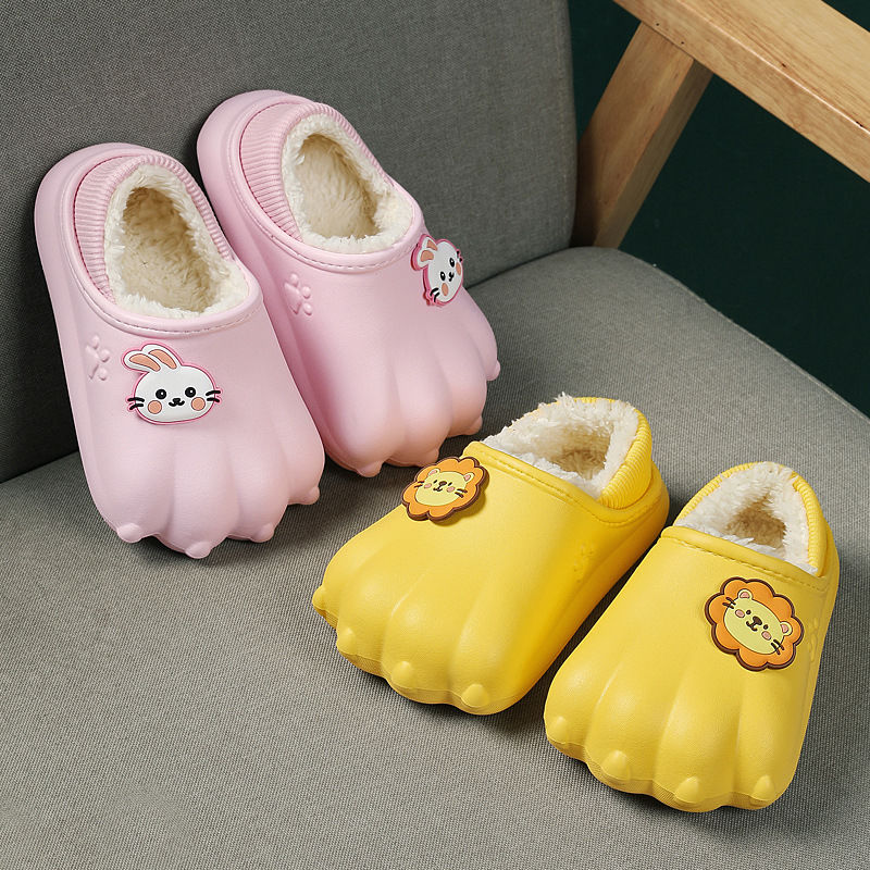 Sabots D'hiver Enfant Doublés Fourrure - Pantoufles Chaussons Antidérapants - Pour Intérieur/extérieur, Garçon/fille