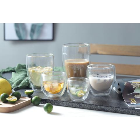 Cappuccino Cups Set of 2, 350 ml Latte Macchiato Glasses with Spoon and  Lid, Double-Walled Glasses, Espresso Cups Made of Borosilicate Glass,  Coffee Glasses for Dishwasher Safe