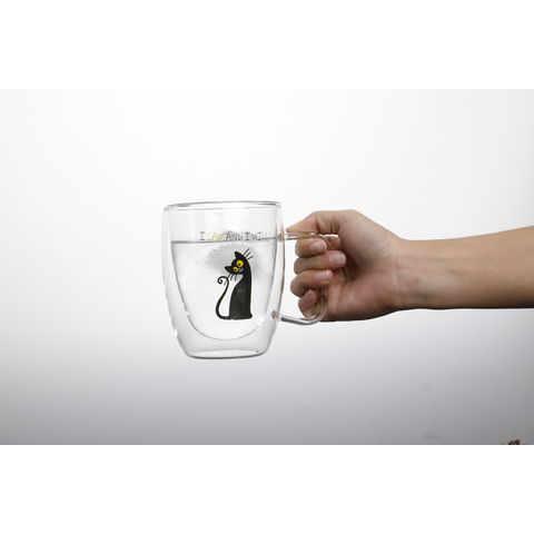 Borosilicate Glass Double Wall Tea Cup- 360 ML, Set of 6 pcs