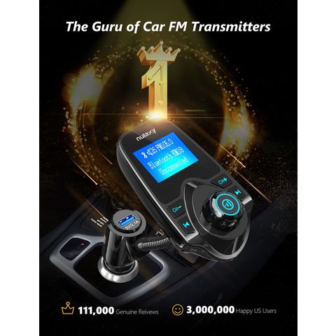 Transmisor FM Bluetooth Nulaxy para coche, adaptador Bluetooth para coche  con doble carga USB, cargador de coche, reproductor de MP3, compatible con  tarjeta TF y disco USB, llamadas con manos libres, luz