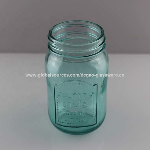 Buy Wholesale China High Quality 500ml 16oz Emboss Logo Food Glass Mason Jar  With Tin Screw Cap Wholesale & Large Mason Jars at USD 0.21
