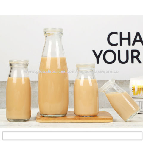 Variable Capacity Milk Glass Bottle with Plastic Metal Lid - China Milk  Bottle, Glass Bottles