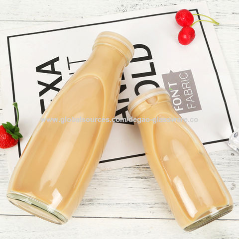 500ml Fruit Juice Cup Beverage Yogurt Glass Bottle with Handle and Straw -  China Drinking Glass Cup, Glass Bottle for Juice