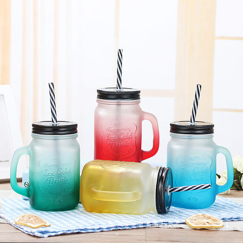 In Stock Wholesale Customized Fruit Coffee Drinking Handle Cup 16Oz Glass  Mason Jars Straw Lid And With Handles - Buy In Stock Wholesale Customized  Fruit Coffee Drinking Handle Cup 16Oz Glass Mason