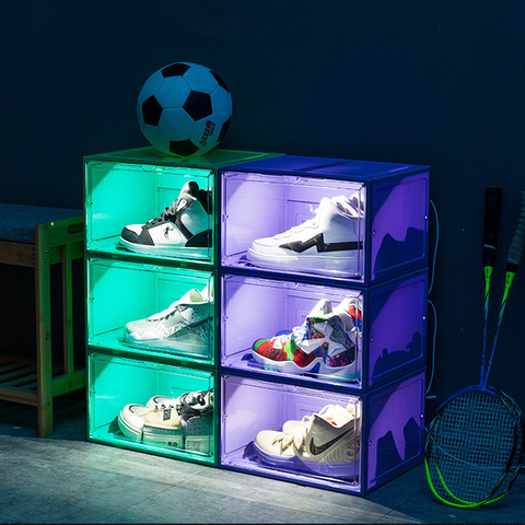 Led Light Sneaker Storage And Display Plastic Shoe Organizer
