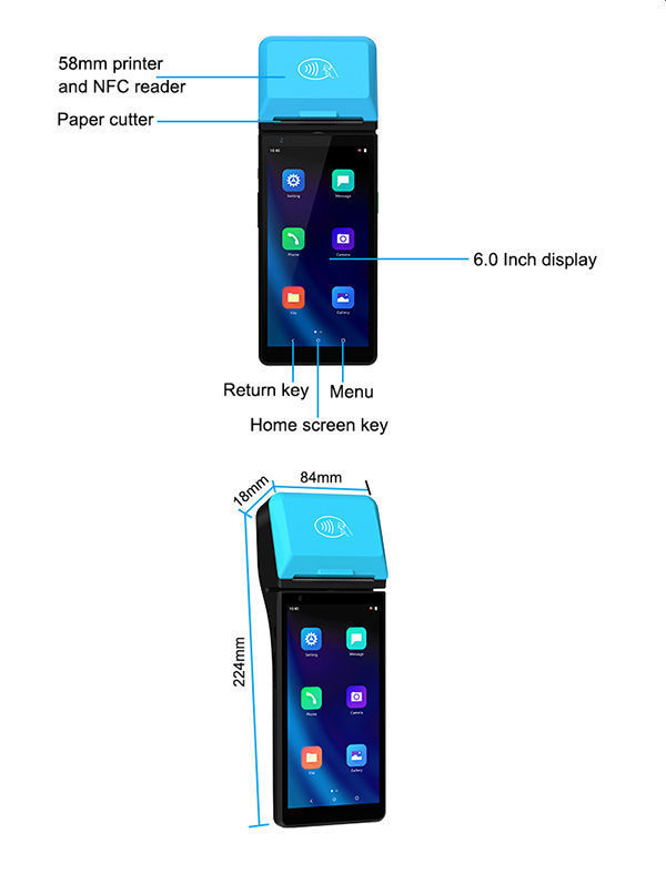 Android 11 4G BT 5.0 Touch Screen Smart Payment POS Machine Android POS  Terminal with Fingerprint Z500